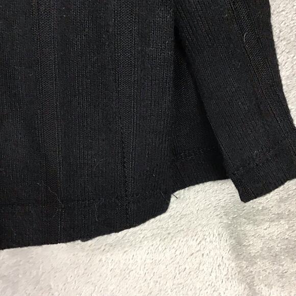 Bobeau Women's Medium Black Wide Rib Knit Top Crew Neck 3/4 Sleeve Side Slit - Picture 5 of 10